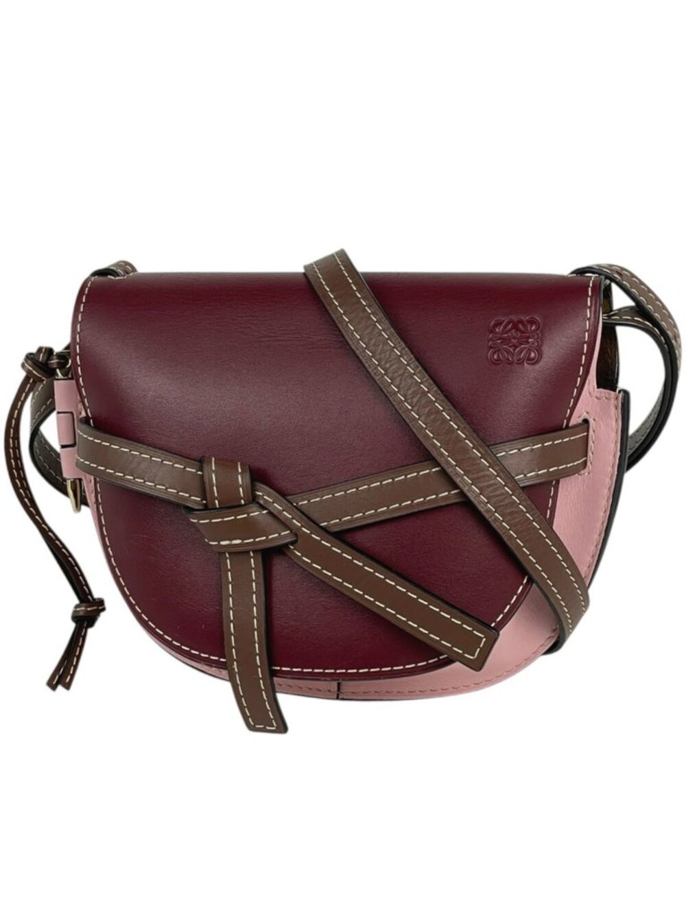 Loewe Shoulder Bag Gate Small Anagram Leather Bordeaux Multicolor